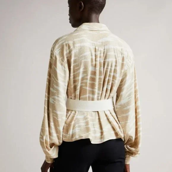 Ted Baker Anesha Wrap Top NWT 14 6 Puff Sleeve Peplum Romantic Coquette Elegant - Picture 4 of 6